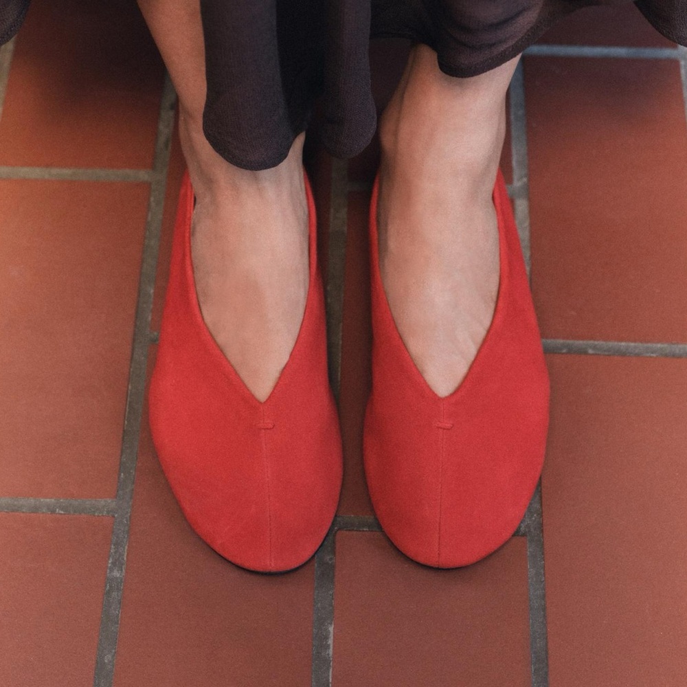 Zara Red suede flat
